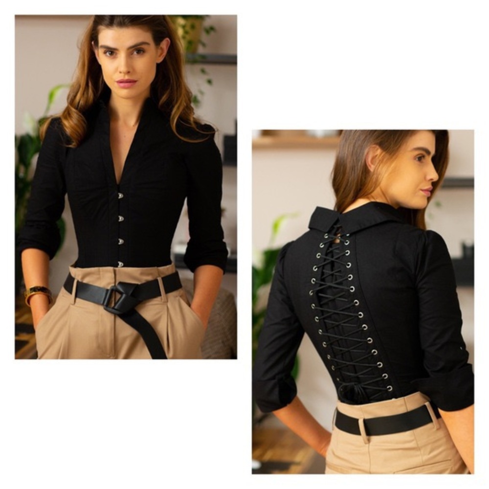 CORSET STORY Black Corset Top Size 25-26 (4” cinch) NEVER BEEN WORN